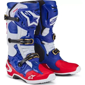Moto obuv Motokrosové boty ALPINESTARS TECH 10 limitovaná edice UNION REDBUD MX červená/modrá/bílá/černá 24 (Limitovaná edice UNION uvedená při závodu AMA MX 2024 RedBud v Michiganu)