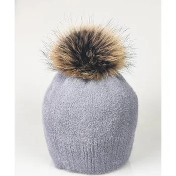Čepice Dámská čepice z alpaky ELL s bambulí tmavě šedá, VELIKOST UNI