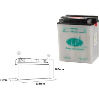 Motobaterie LANDPORT BATERIE YB14-B2 (MB YB14-B2) 12V 14AH 135X91X167 SERVICE - BEZ ELEKTROLYTU (5) STAŽENO Z NABÍDKY