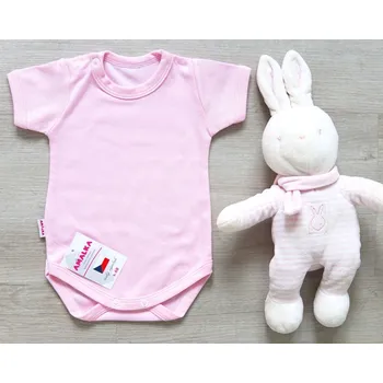 AMÁLKA Bavlněné body krátký rukáv, růžové Velikost: 68