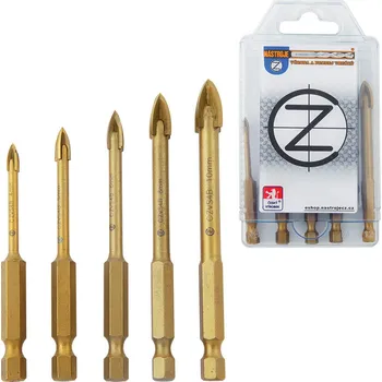 Vrták NÁSTROJE CZ Sada vrtáků 4 břitých TiN univerz. do skla a dlaždic 4;5;6;8;10mm 6h.stopka - SVCZVS4B-5PB
