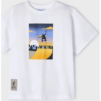 Dětská móda Chlapecké triko Mayoral krátký rukáv 3015 zelené neon, bílá barva: bílá, Rozměr: 128