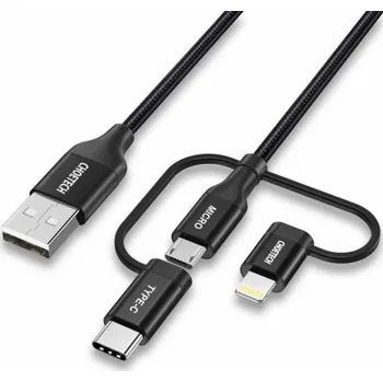Počítač Cable Choetech IP0030, MFi 3in1, USB-A/Lightning/Micro USB/USB-C, 5V, 1,2m (black)