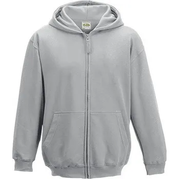 Dětská móda Just Hoods Dětská zipová mikina s dvojitou kapucí a česaným fleecem zevnitř Barva: šedá melír, Velikost: 7-8 let JH050K