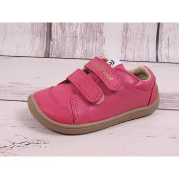 Dívčí polobotky 3F Nízké kožené boty bar3foot 3Be28/L24 růžové, suchý zip, barefoot velikost: 31