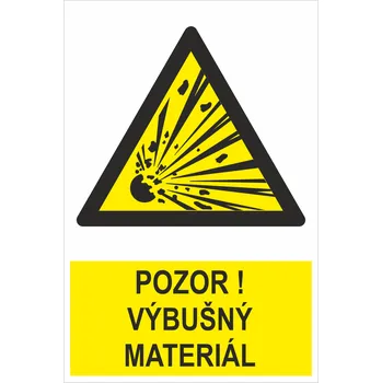 Značení POZOR ! Výbušný materiál ISO 7010 samolepící vinylová fólie 300x200mm