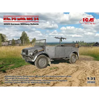 Plastikový model ICM 1/35 Kfz.70 w/ MG 34, German WWII Military Vehicle