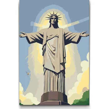 Malování podle čísel - Socha ježíše z blízka Velikost: 20x30cm, Rámování: Pouze srolované plátno