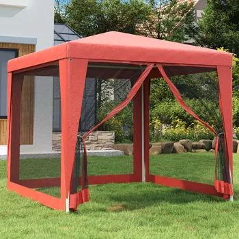 Zahradní stan Party stan se 4 síťovanými bočnicemi červený 2,5 x 2,5 m HDPE Červená 319225