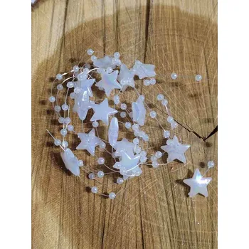 Vánoce Perličky a hvězdičky na silonu 1,3 m barva slonová kost