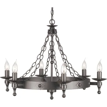 Elstead Středověký lustr WARWICK, grafit 6 x 60 W - Doprava zdarma