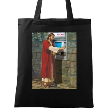 Nákupní taška Bavlněná taška Ježíš potřebuje peníze (Barva: Černá)