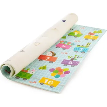 Hrací deka PETITEMARS Hrací podložka Joy Max 180x150x1,5 cm Vlak 180x150 modrá