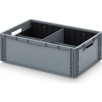 paleta Euro přepravka s příčnými a podélnými přepážkami 60 x 40 x 22 cm - Stříbrošedá - materiál: PP - EG GEF QLT 6422