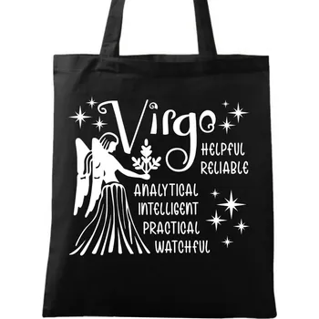 Bavlněná taška Horoskop Panna Virgo (Barva: Černá)