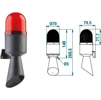 Maják LED maják 70 mm se sirénou TERMWH0100