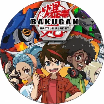 Jedlá dekorace na dort Jedlý papír Bakugan tým 19,5 cm