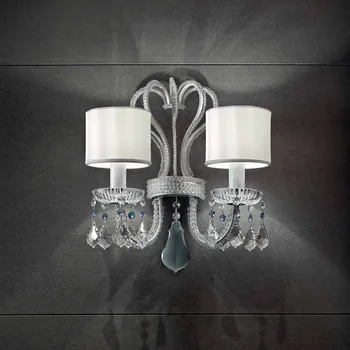 Lampička Masiero Nástěnné světlo Galà v bílé a stříbrné, dva zdroje stříbrná-bílá, čirá 2 x 40 W - Doprava zdarma