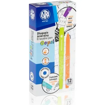 AstraPEN Gumovatelné pero OOPS!, 0,6mm, modré, dvě gumy, mix barev, krabička, 201120002