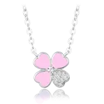 MINET Stříbrný náhrdelník kytička s bílým zirkonem Délka řetízku: Růžová