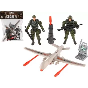 Figurka Teddies Sada vojáci s letadlem s doplňky plast v sáčku 17x21x5cm
