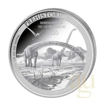 Sběratelství 1 unce stříbrná mince Prehistoric Life - Mamenchisaurus 2020