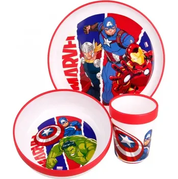 Talíř STOR Dětské plastové nádobí, AVENGERS Micro, talíř, miska, sklenice, 57781
