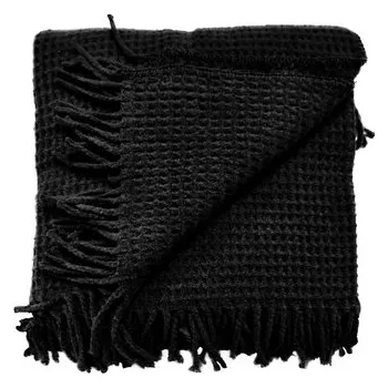 deka Hřejivý pléd s třásněmi Selien v černé