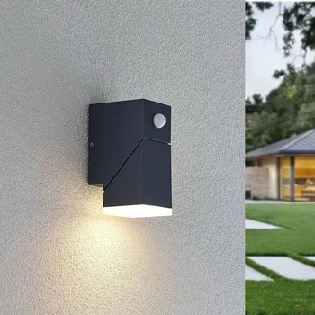 Lampička Lindby LED nástěnné svítidlo Sally, 15 cm, antracit, IP54, senzor antracitová, bílá satinovaná 1 x 6,3 W LED - Doprava zdarma