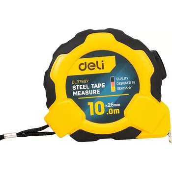 metr Deli Tools Ocelové měřicí pásmo 10m 25mm EDL3799Y yellow