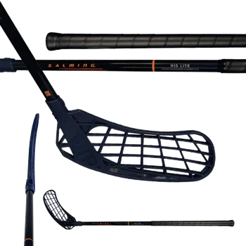 Florbalová hůl SALMING Midlite Q2 F35 JR Navy/Nectarine 67(78 L) - 67 (78) cm/Levá ruka dole