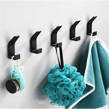 Věšák Interex design Sada 5 samolepicích věšáku LULO / černá matná