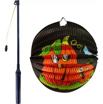 Karnevalový doplněk Rappa Lampion Halloween dýně 25 cm se svítící hůlkou 50 cm