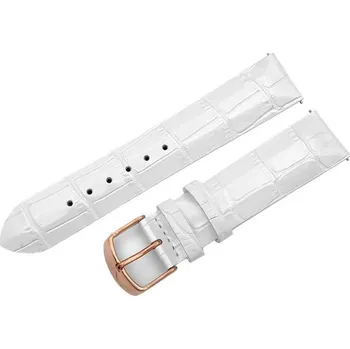 Řemínek na hodinky Kožený řemínek Vostok Europe Croco pro Undine - bílý/zlatá spona + 5 let záruka a dárek ZDARMA