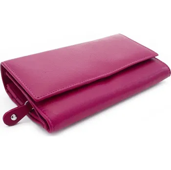Fuchsiová dámská psaníčková kožená peněženka s klopnou