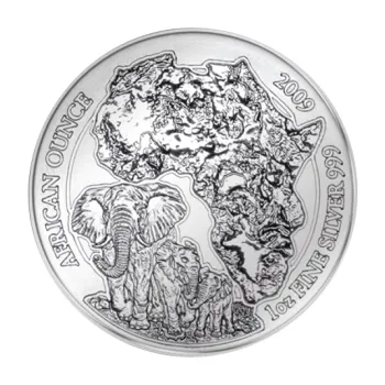 1 unce stříbrná mince Rwanda slon 2009