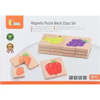 puzzle pro nejmenší Viga Dřevěné magnetické puzzle - ovoce