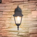 Trio Lighting Venkovní nástěnné svítidlo Livenza, spodní zásuvka, černá, hliník černá matná, čirá 1 x 60 W