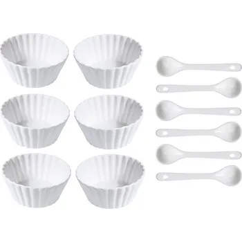 EXCELLENT HOUSEWARE Sada porcelánových misek se lžičkou 12 ks vlnovka úzká KO-798000050vluz