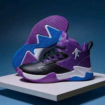 Dětská treková obuv Dětské sportovní (basketbalové, atletické) boty - protiskluzové, s měkkou podrážkou Barva: fialovo černá, Velikost: 31