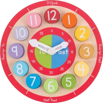 Hodiny Bigjigs Toys edukativní dřevěné hodiny v angličtině