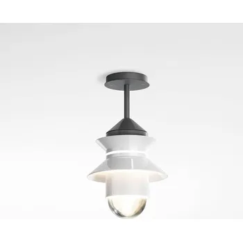 Lampička Venkovní stropní svítidlo MARSET Santorini, IP65, bílé - Ø stříšky 12 cm; svítidlo - výška 25,8 cm, Ø 10 cm bílá (RAL 9003), transparentní 1 x 15 W LED - Doprava zdarma