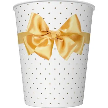 Jednorázové nádobí Kelímek papírový 250ml/8ks Zlatá mašle