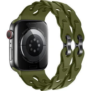 Příslušenství k chytrým hodinkám Silikonový řetízkový řemínek pro Apple Watch 38/40/41/42(S10)mm Barva náramku: Armádně zelená