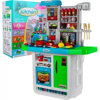 Dětská kuchyňka Interaktivní dětská kuchyňka 3+ s vodním kohoutkem, světly a zvuky – Modrá