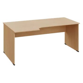 Psací stůl ERL 28 - 186 stůl kancelářský, rohový, levý, dřevěná podnož, deska 25 mm, široký 1800 mm, bříza světlá
