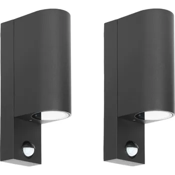 Lampička Venkovní nástěnné svítidlo Prios Tetje, černé, kulaté, senzor, sada 2 kusů černá 2 x 10 W LED - Doprava zdarma