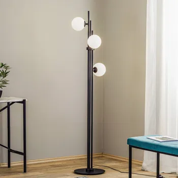 Lampička ALDEX Stojací lampa 1073A1, 3 žárovky, černá - Ø stínidla na lampu 14 cm černá, bílá matná 3 x 40 W - Doprava zdarma