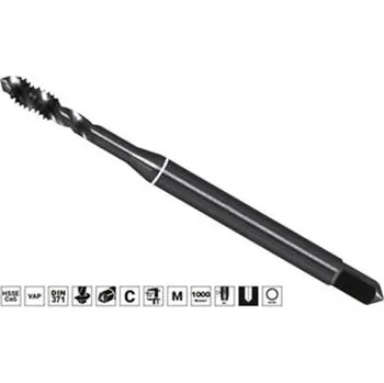 Závitořezný nástroj Ruko 234025VA - Závitník strojní M 2,5 x 0,45 mm se šroubovicí 35°, HSSE-Co5 VAP, typ 3044, DIN 371 ISO2 (6H)