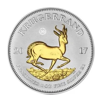 1 unce stříbrná mince Krugerrand 2017 teilvergoldet